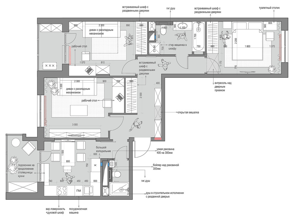 Планировка 3х комнатной квартиры ЖК "Гринада"