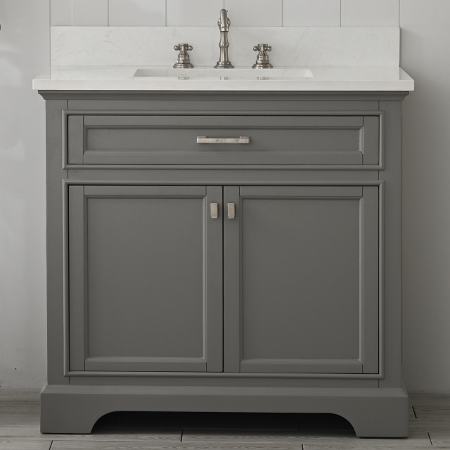Milano Single Vanity, Gray, 36" - Transitional - Bathroom Vanities And ...