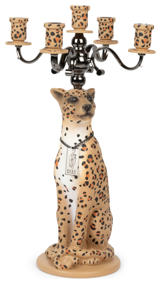 Art Deco Candle Holder Bold Monkey Proudly Crowned Panther