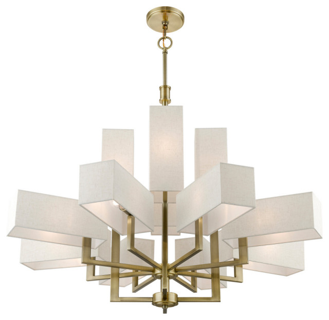 Rubix 12 Light Antique Brass Extra Large Foyer Chandelier ...