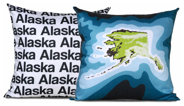 Alaska Map Pillow, Blue