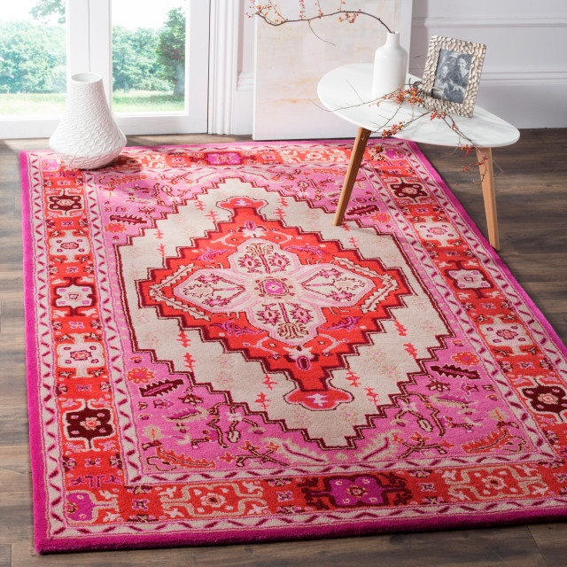 Safavieh Bellagio Collection BLG545A Rug, Red Pink/Ivory, 9' x 9' Square