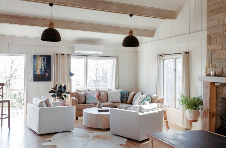 This is an example of a scandi living room in Charlotte.