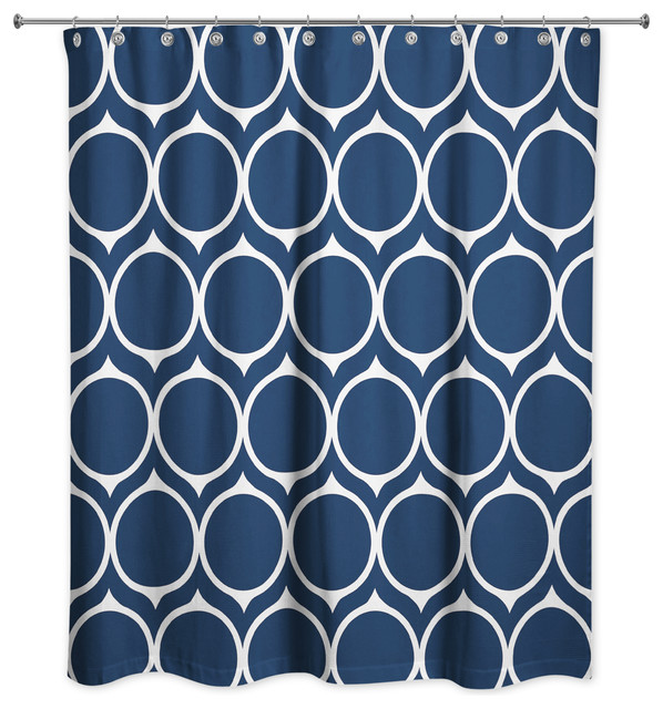 Mid Mod Circles Shower Curtain, Blue Lattice Shower Curtain