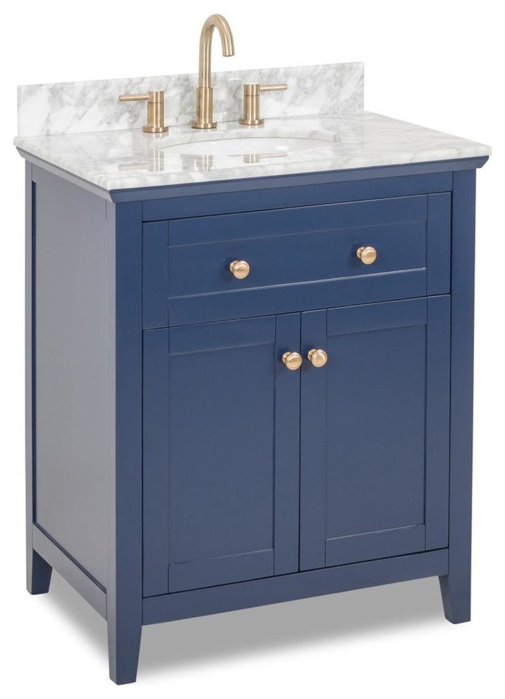 Chatham Shaker Blue Vanity With Preassembled Top and Bow, Jeffrey