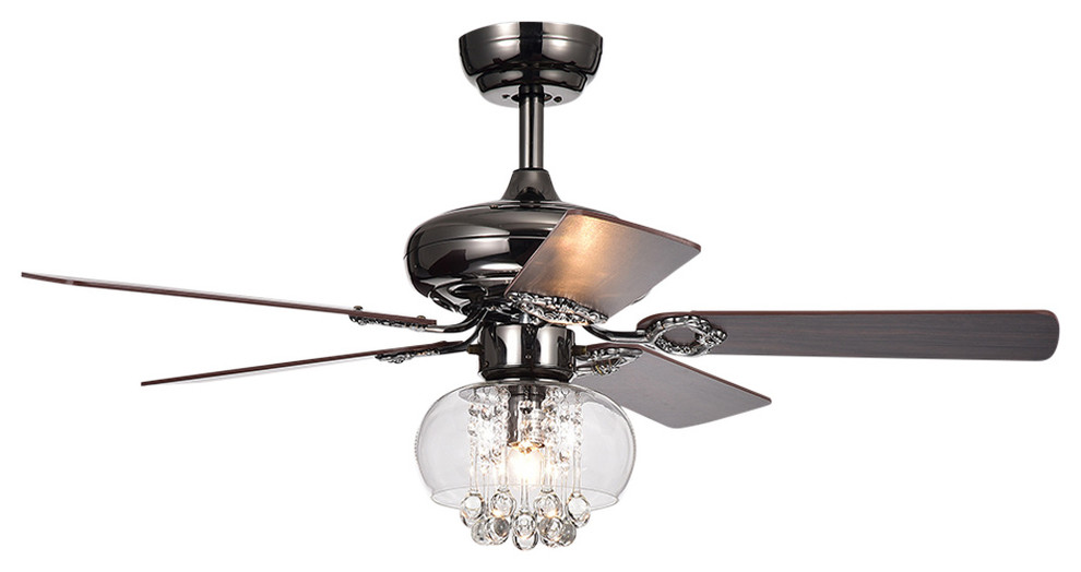 Aequor 1 Light Gl And Crystal 5 Blade 42 Inch Pear Black Light Gl And Crystal 5 Blade 42 Inch