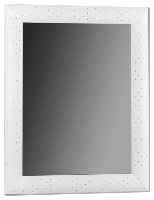Cp Wall Mirror With Wood Frame Covered In Ecp Leather Swarovski Crystals