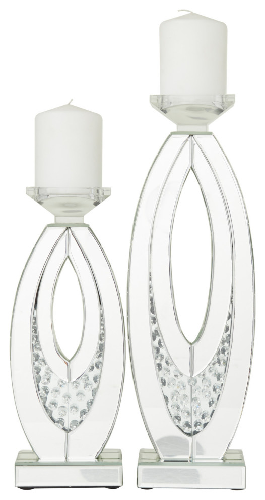 Glam Silver Glass Candle Holder Set 560334