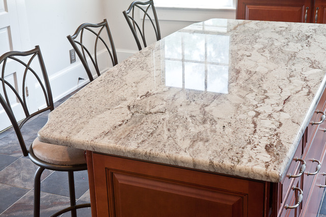 Taupe White Granite In An Historic Kitchen Contemporary