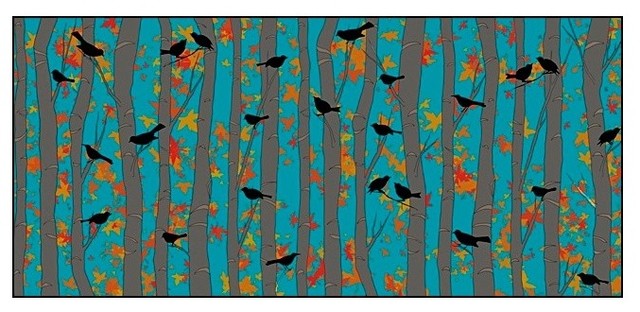 Bird and Birch Wallcovering, Black/Brown/Maple, 52 Sq. ft., Casart Light