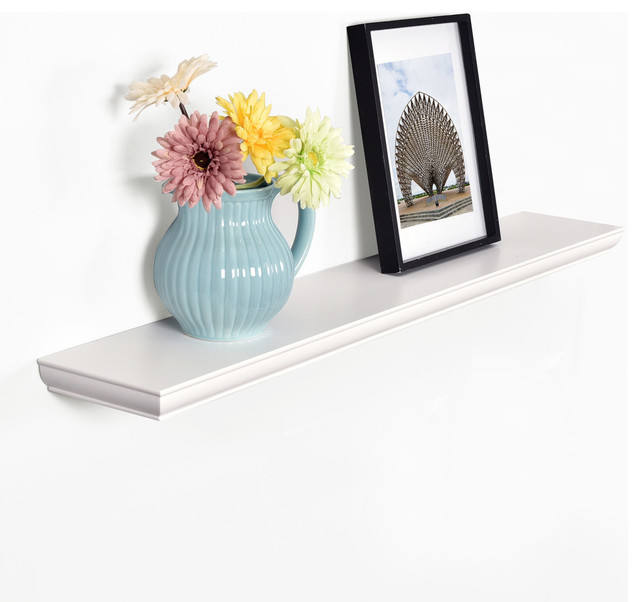 Wilson Floating Shelves Wall Display Ledge Wood Shelf, White, 48"
