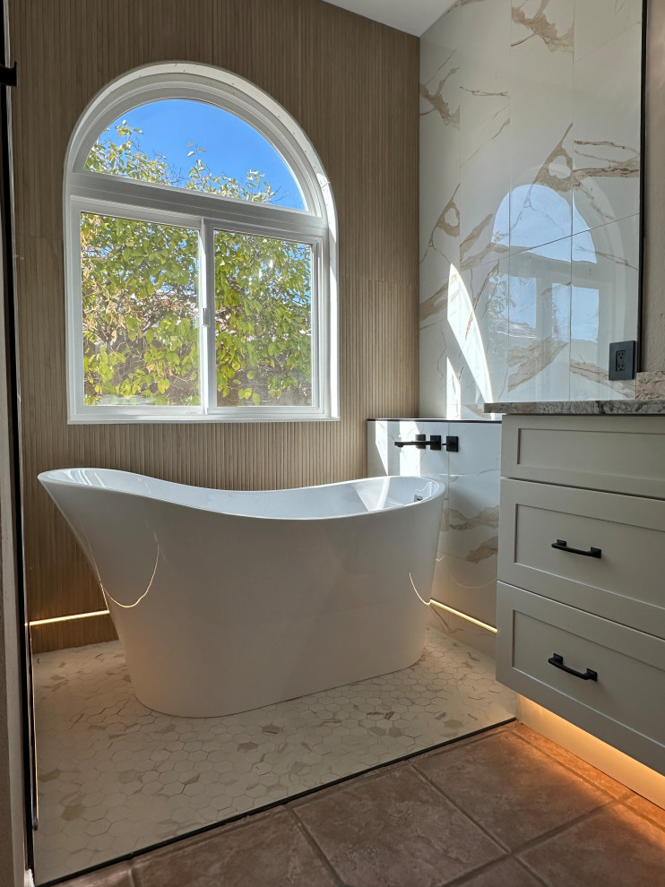 Primary Bathroom Tub Area.