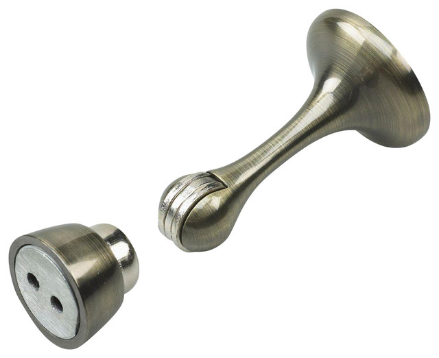 Rok Hardware Magnetic Door Stop With Catch Antique Brass