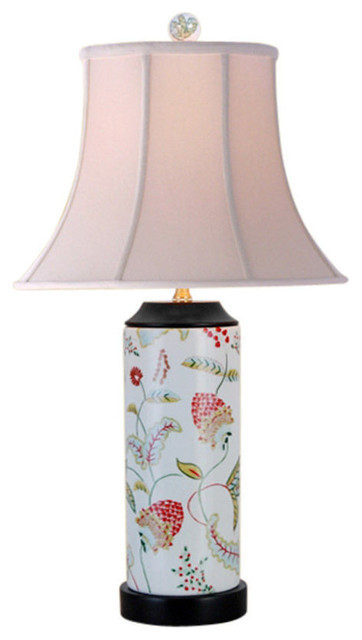 Fruit Floral Motif Porcelain Vase Table Lamp 24"