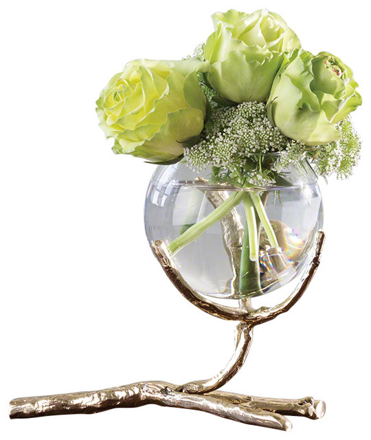 Twig Vase Holder, Brass Contemporary Vases by GLOBAL VIEWS and