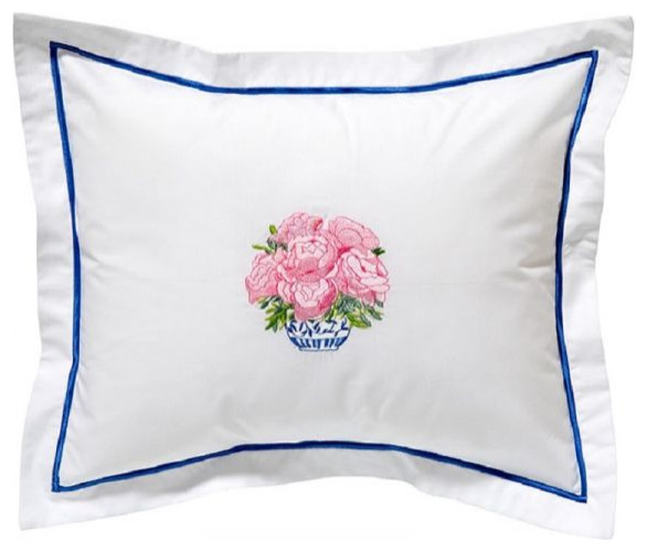 Boudoir Pillow Cover, Pot of Peonies Contemporary Decorative Pillows by Jacaranda Living