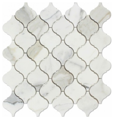 Calacatta Gold Mosaic Lantern Arabesque Tilehoned 3 Marble From Calacatta Mosaic Lantern Arabesque Tile Gold