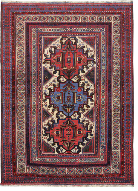Handmade Multi-colored Oriental Tribal Barjasta Kilim 6' 8" x 9' 4" (ft)