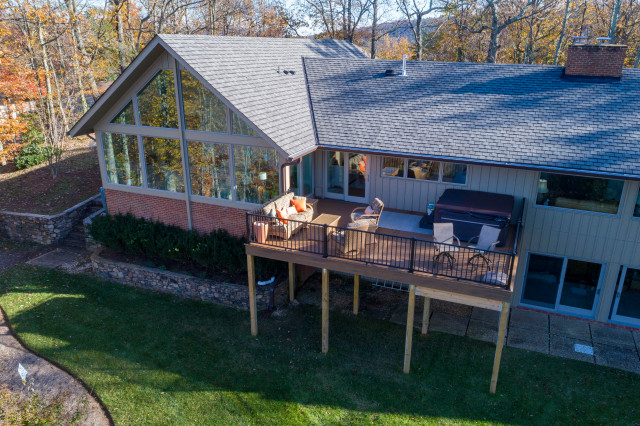 Vaulted Ceiling Sunroom with Trex Deck contemporary-sunroom