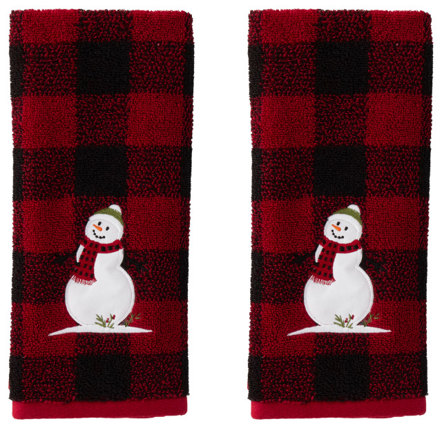 Woodland Winter Hand Towel, Set of 2, Red