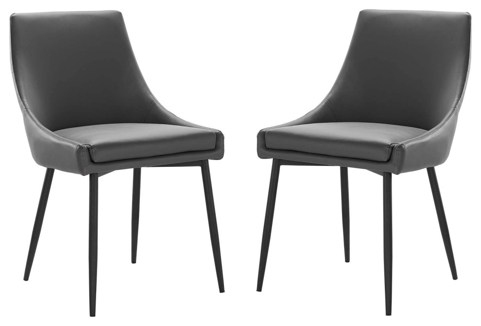 Viscount Vegan Leather Dining Chairs, Set of 2 Midcentury Dining