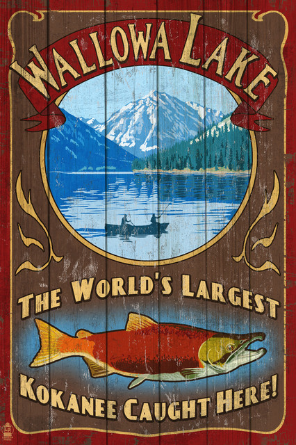 POSTER TRAVEL KLAMATH LAKE OREGON CABINS FISHING BOATING VINTAGE REPRO FREE S//H