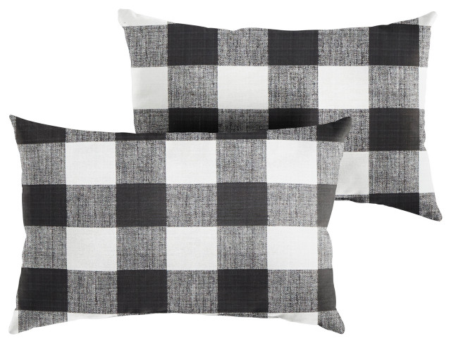 outdoor buffalo plaid pillows