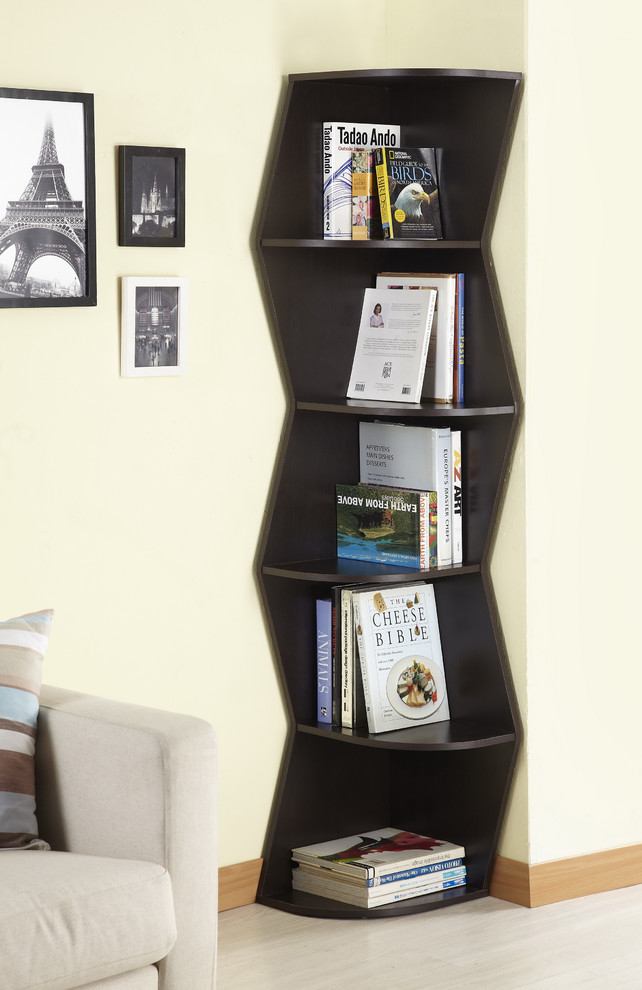 Furniture of America Waverly Modern Walnut 6-tier Corner Bookcase/ Display Cabin