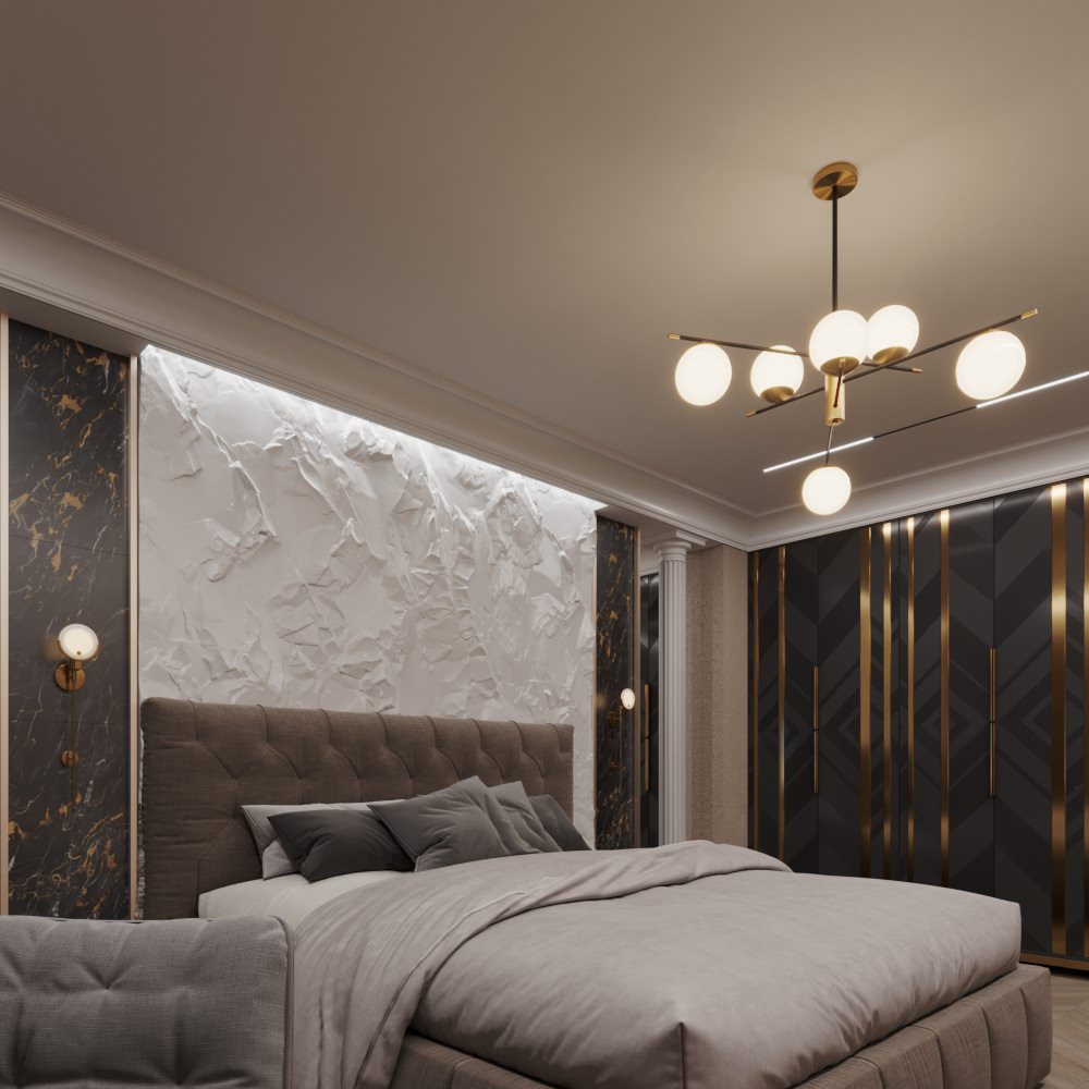 Интерьер спальни с элементами классики