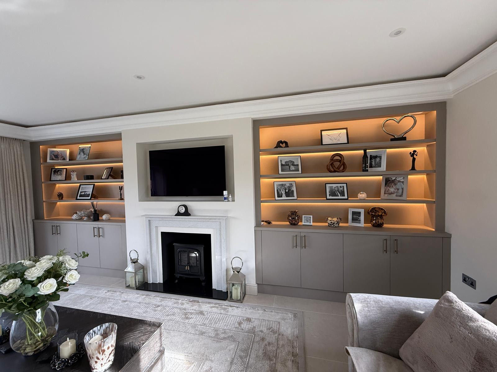 alcove storage and shelves