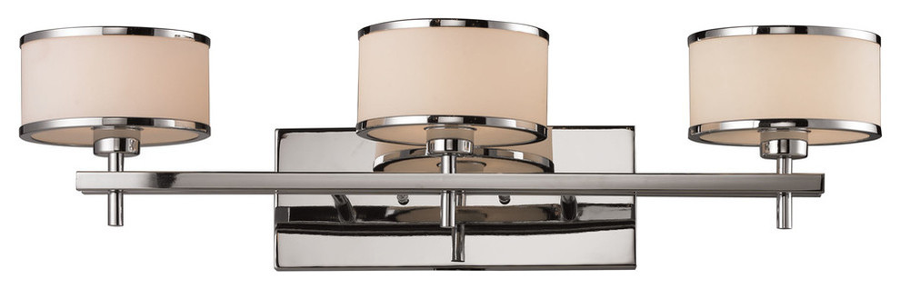 Utica 1-Light Vanity, Polished Chrome and White Glass