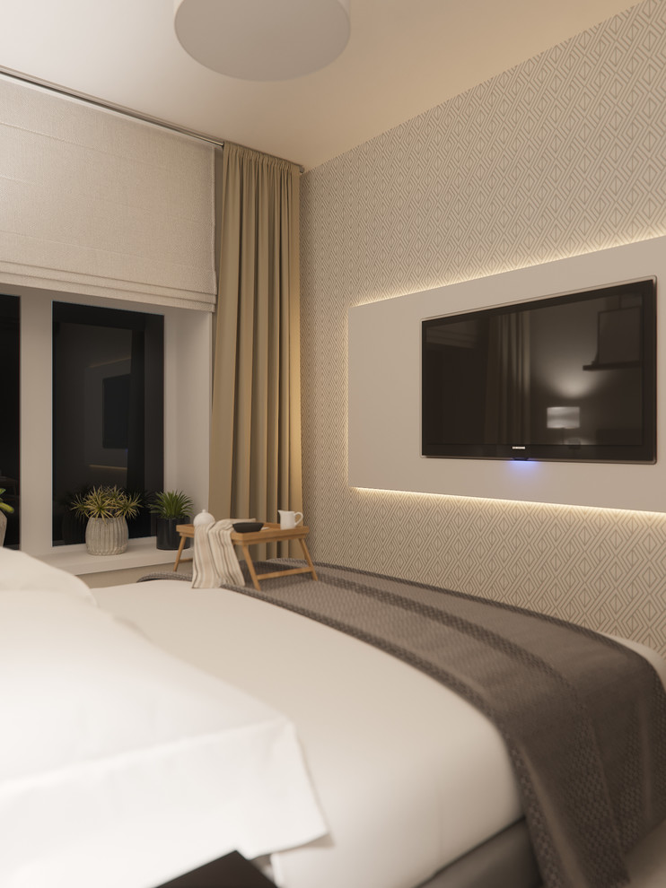 Проект небольшой квартиры с панорамными окнами и видом на лес.