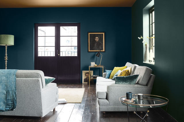 Dark and Glamorous Impact transitional-living-room