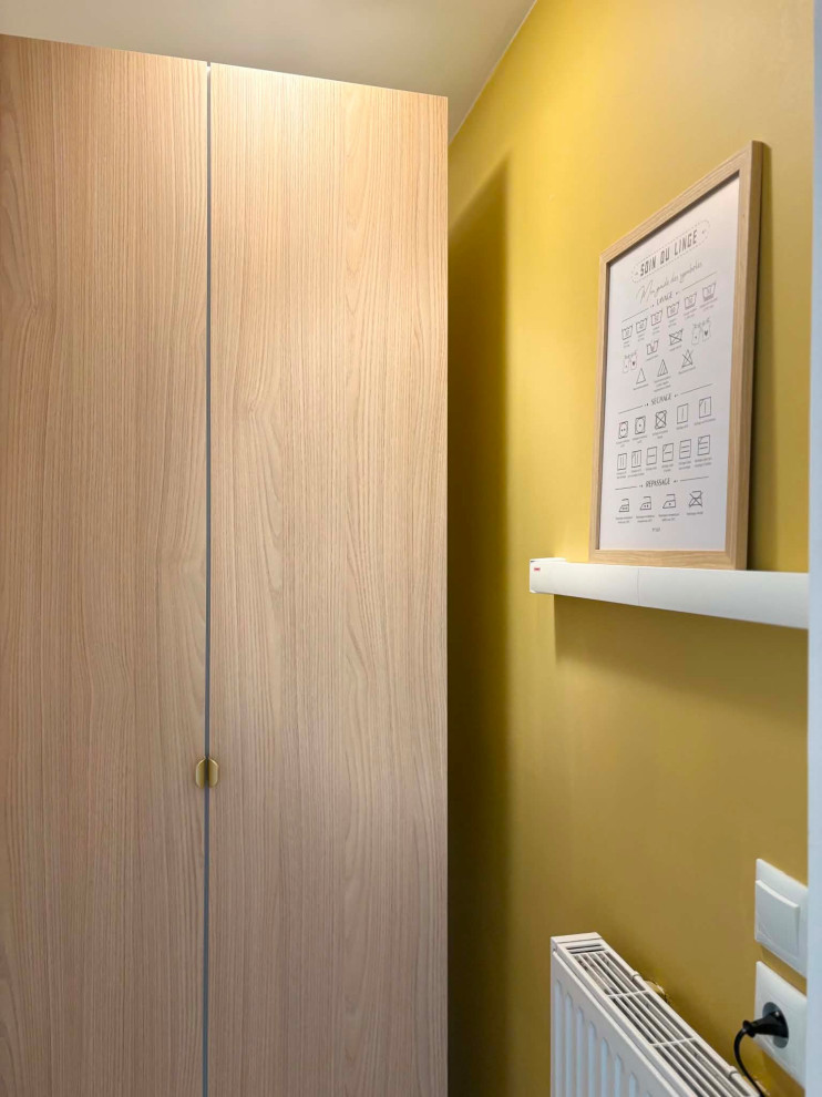 transformation d'une salle de douche en buanderie fonctionnelle