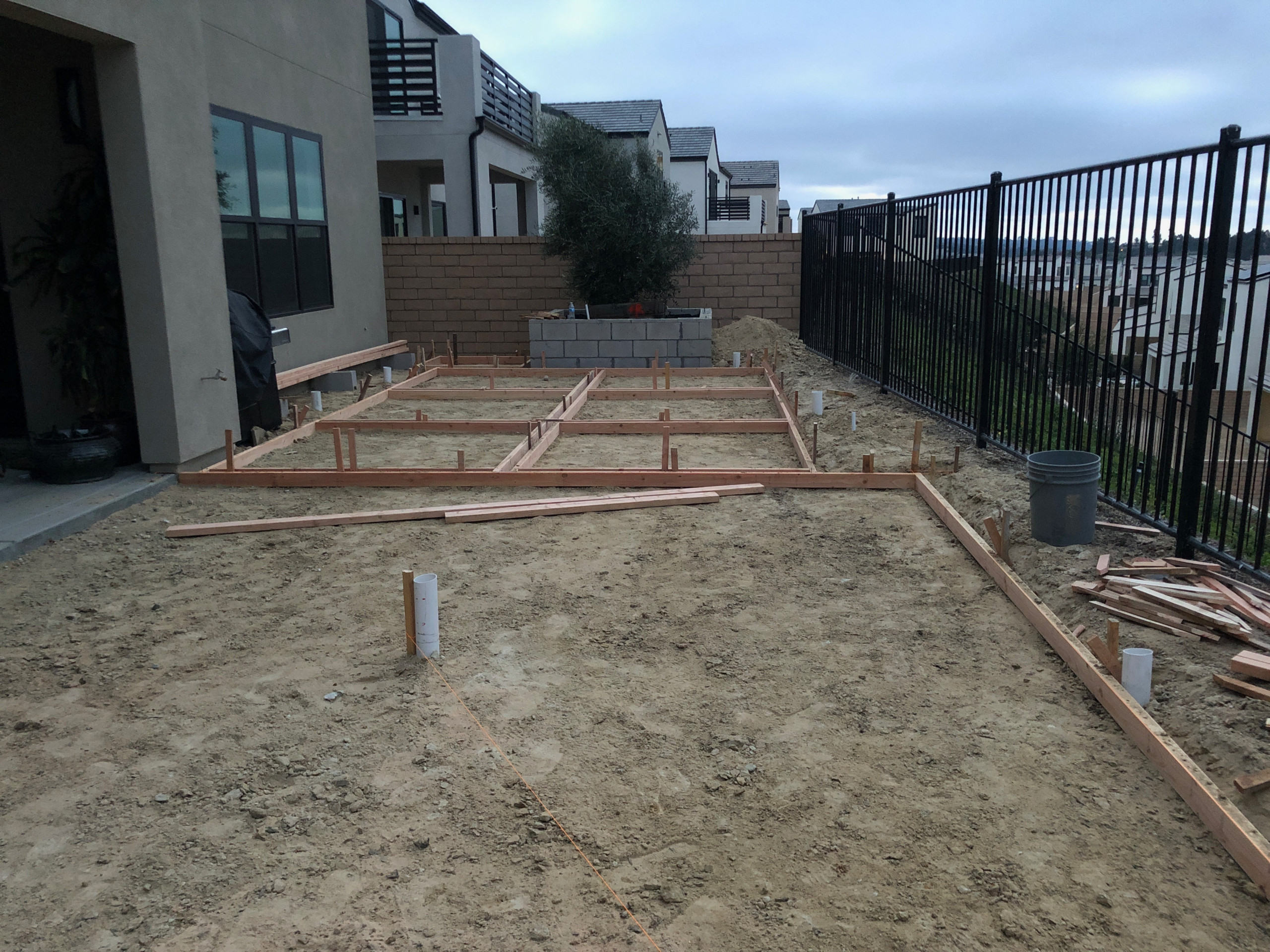 Installing Form Boards for Concrete Patio in Carmel Valley