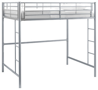 white metal loft beds