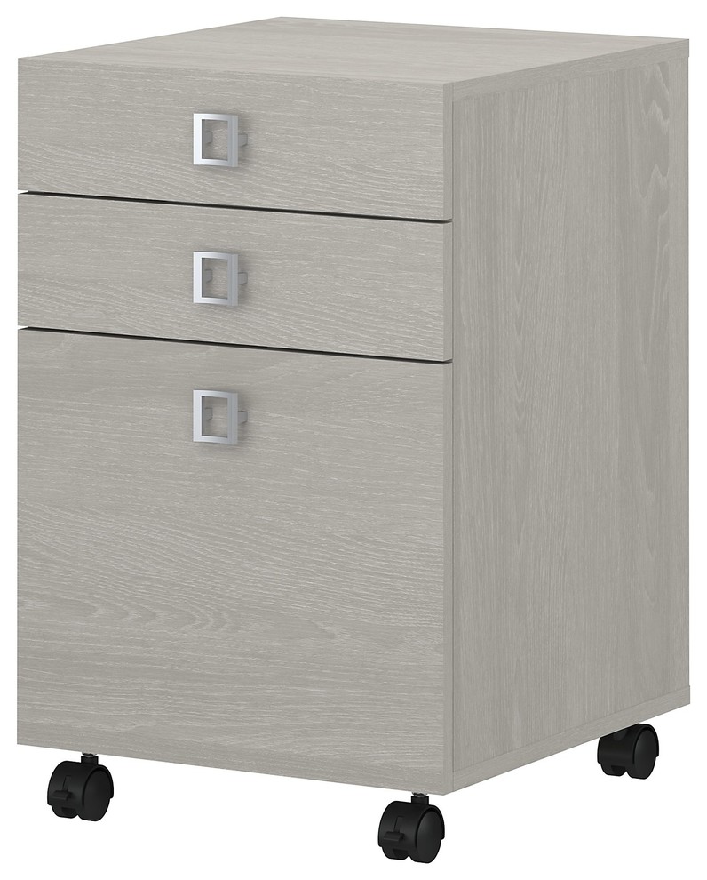 Office by Kathy Ireland Echo 3 Drawer Mobile File Cabinet, Gray Sand
