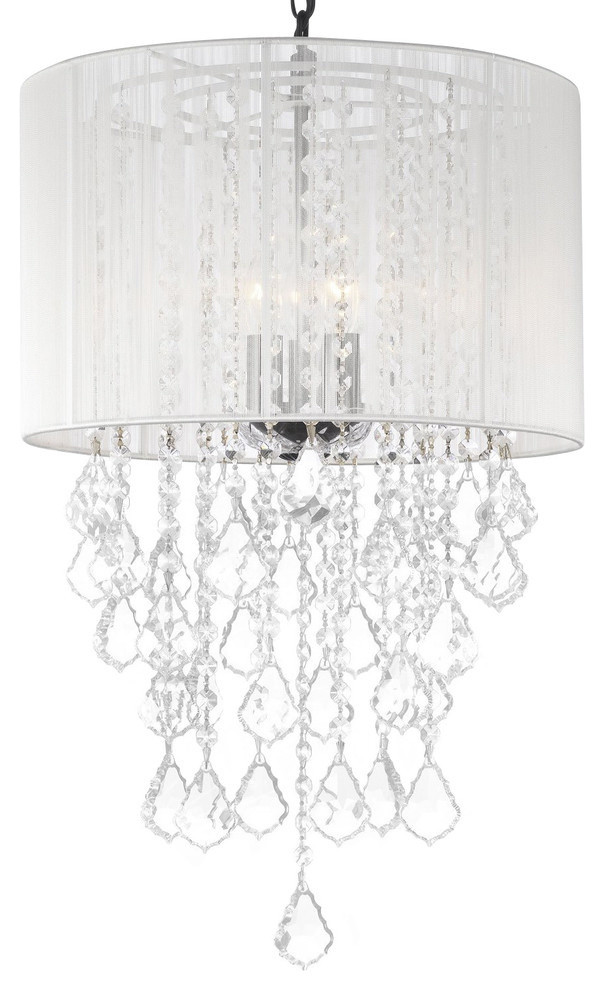 Crystal Chandelier With Large White Shades