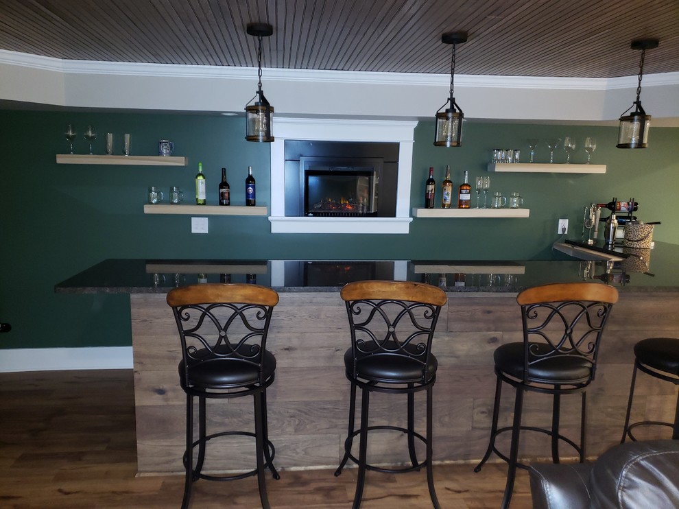 Example of a transitional basement design in Boston