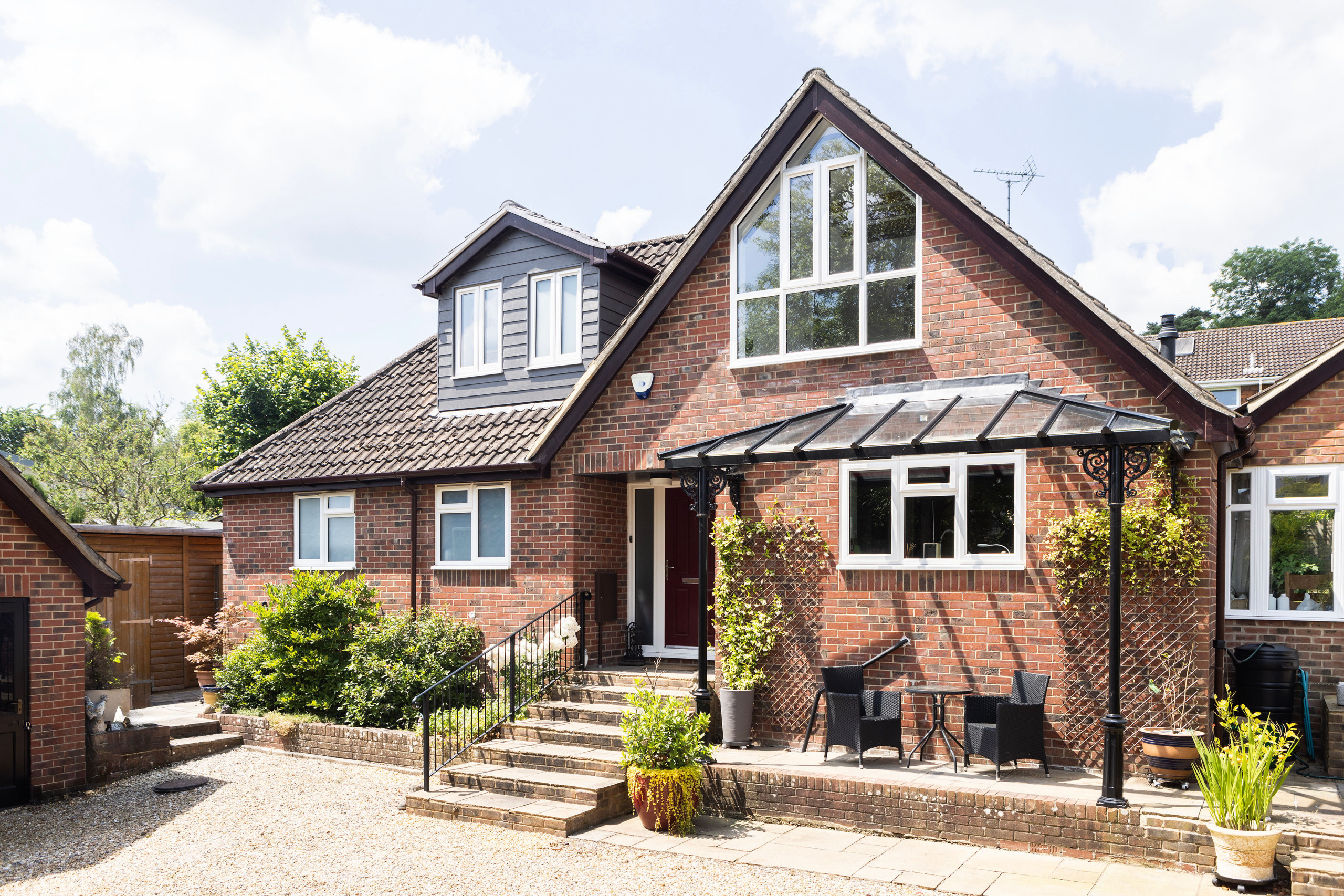 Exterior view of feature glazing and new-build dormer