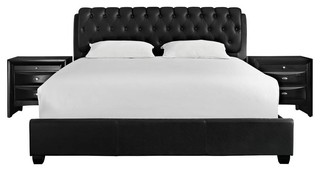 3-Piece Queen Bedroom Set, Black - Contemporary - Bedroom Furniture