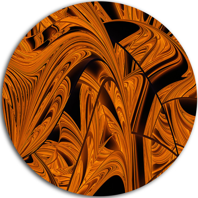 Design Art USA Vibrant Brown Fractal Flower Pattern, Abstract Disc