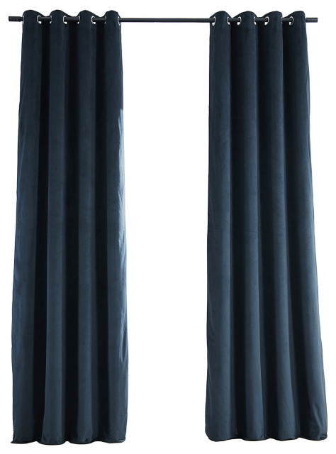 2 Pcs Velvet Blackout Ringtop \ Eyelet \ Grommet Curtains In Different Sizes 