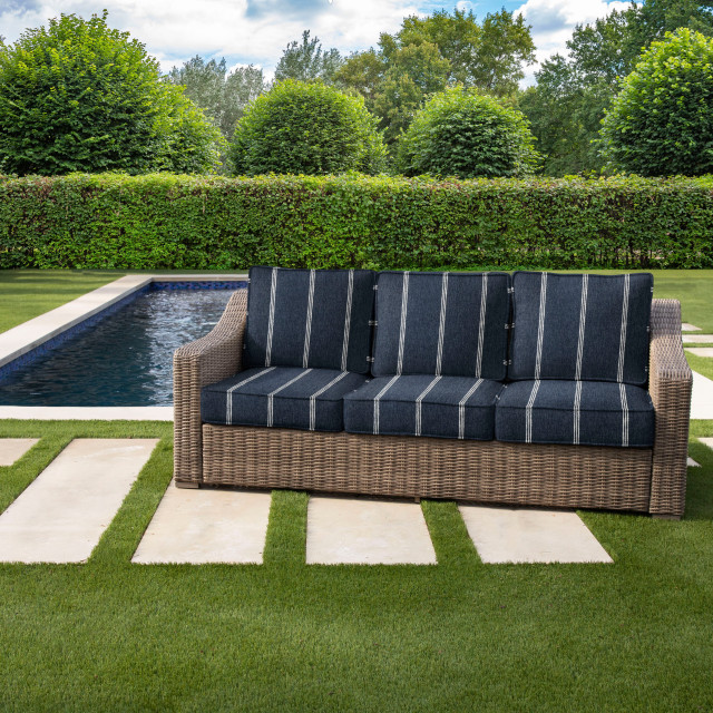 Sunbrella Outdoor Deep Seating Sofa Cushion Set, 25"Wx25"Dx5"H - Beach Style - Outdoor Cushions ...