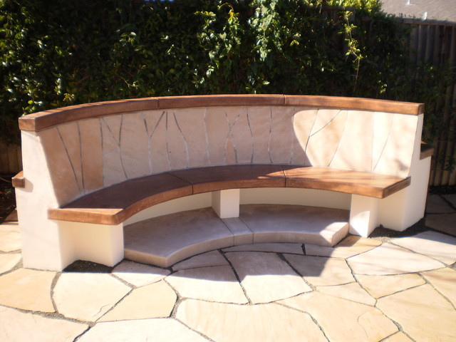 Flagstone and stained concrete bench
