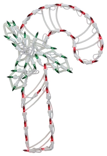 18 Lighted Candy Cane With Holly Window Silhouette 18 Lighted Candy Cane With Holly Window Silhouette Decoration
