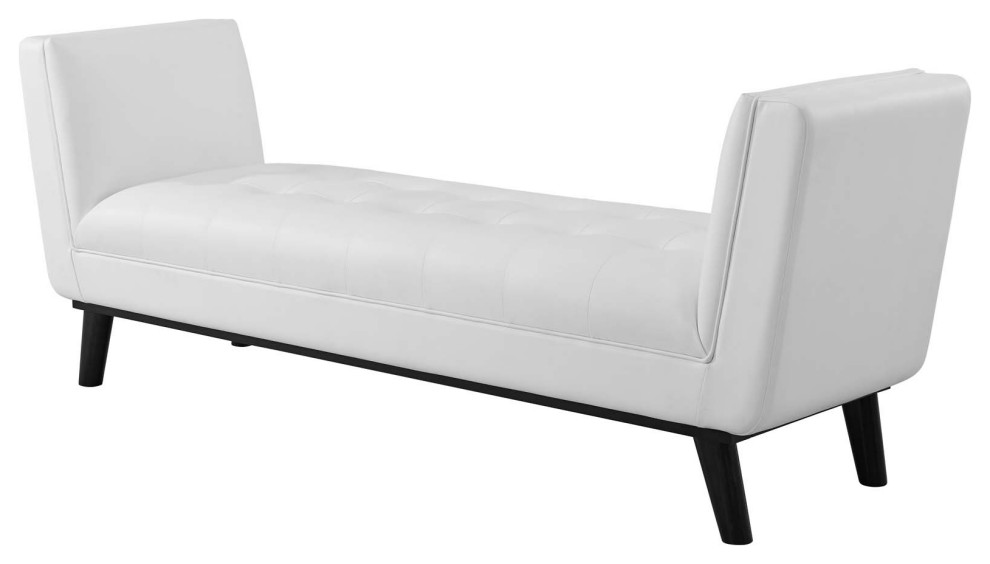 Modern Designer Lounge Lobby Accent Chair Bench, Faux Vinyl Leather