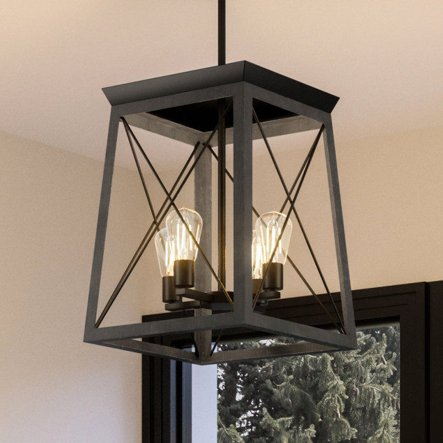 View of Luxury Industrial Chandelier, Midnight Black - Transitional ...