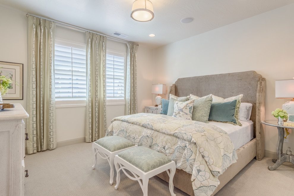 Example of a transitional bedroom design in Salt Lake City