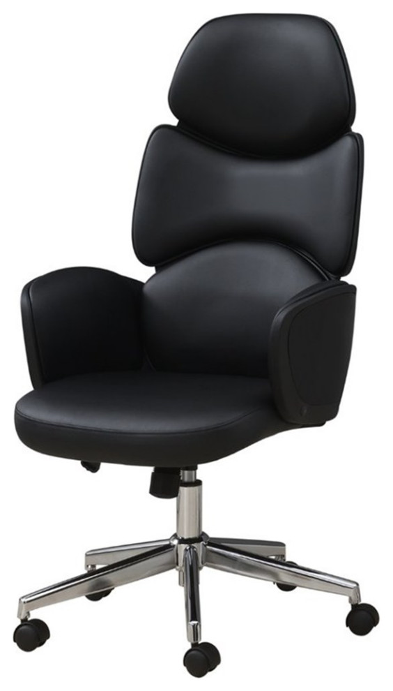 Office Chair Swivel Ergonomic Armrests Work Metal Glossy Black